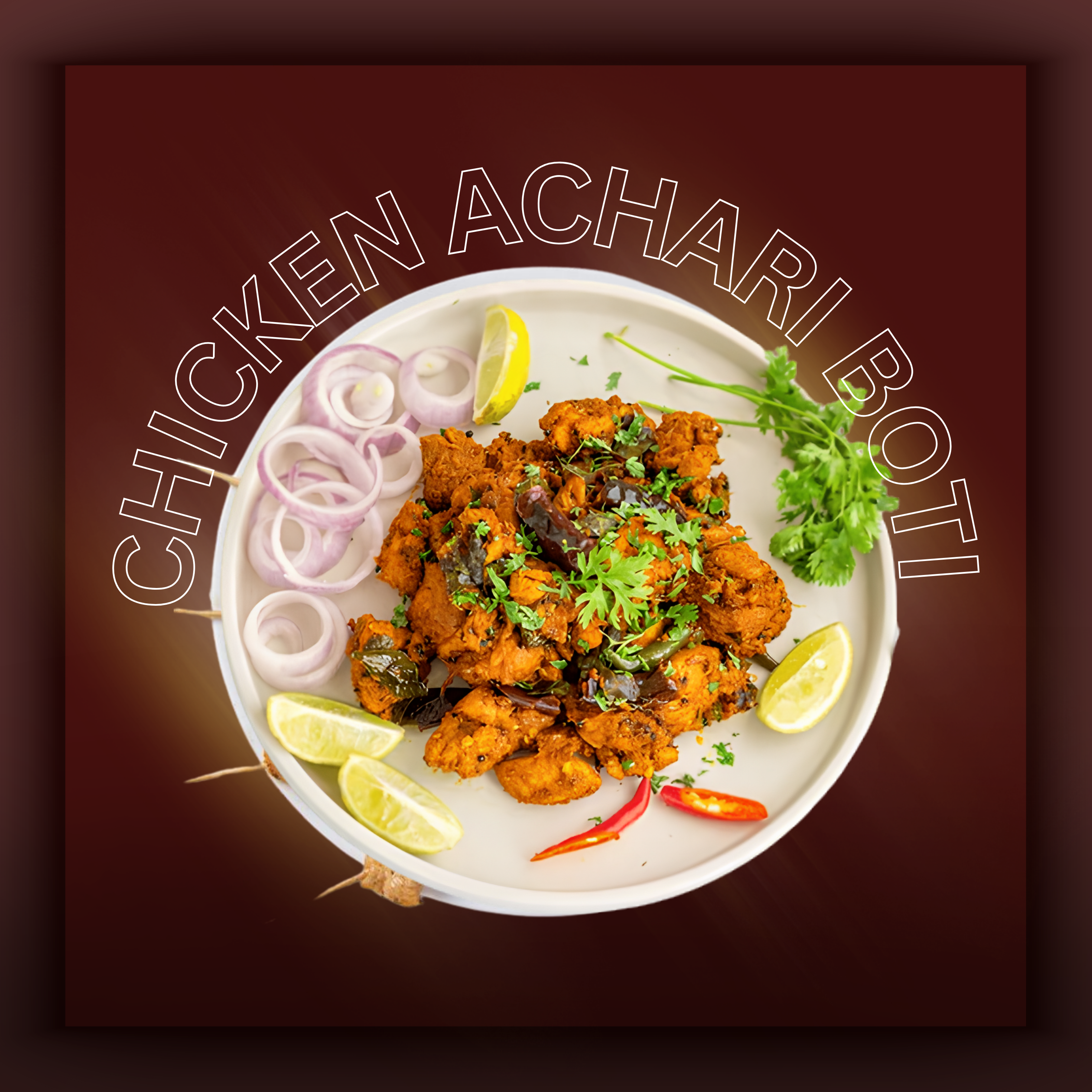 CHICEKN ACHARI BOTI - 4 SEEKH